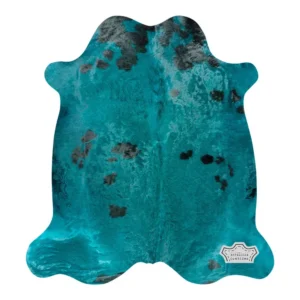Aquamarine Color Dyed Cowhide Rug