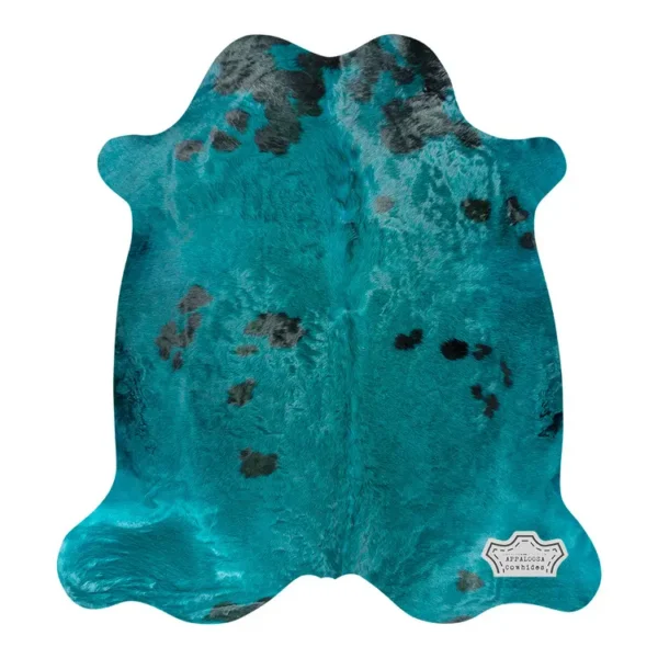 Aquamarine Color Dyed Cowhide Rug