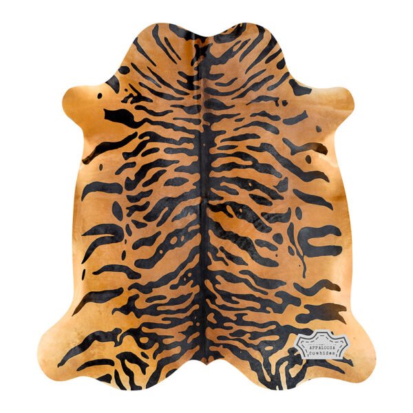 Authentic Tiger Animal Print Cowhide Rug - Image 3