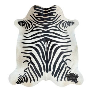 Creamy Zebra Animal Print Cowhide Rug