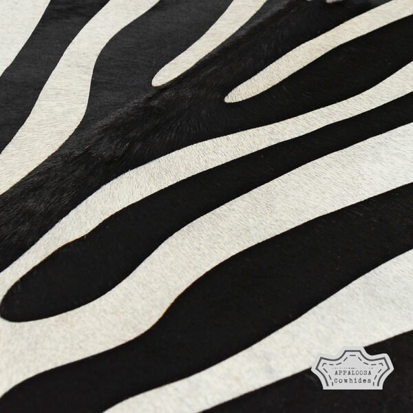 Creamy Zebra Animal Print Cowhide Rug - Image 2