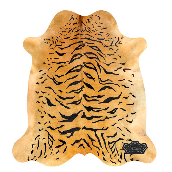 Light Tiger Animal Print Cowhide Rug