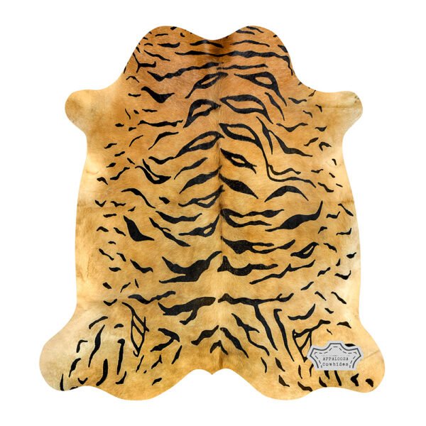 Light Tiger Animal Print Cowhide Rug - Image 3