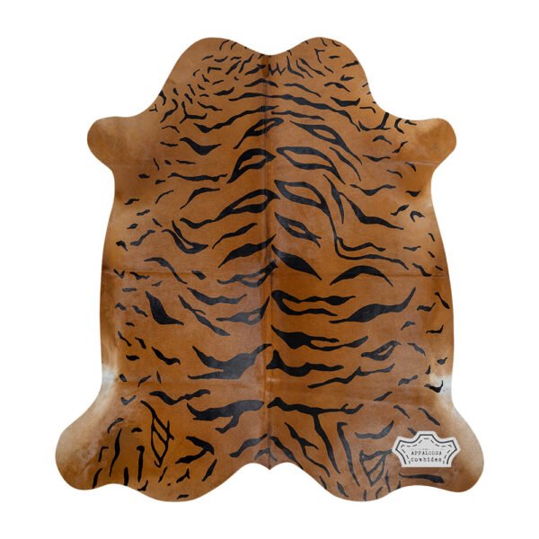 Light Tiger Animal Print Cowhide Rug - Image 4