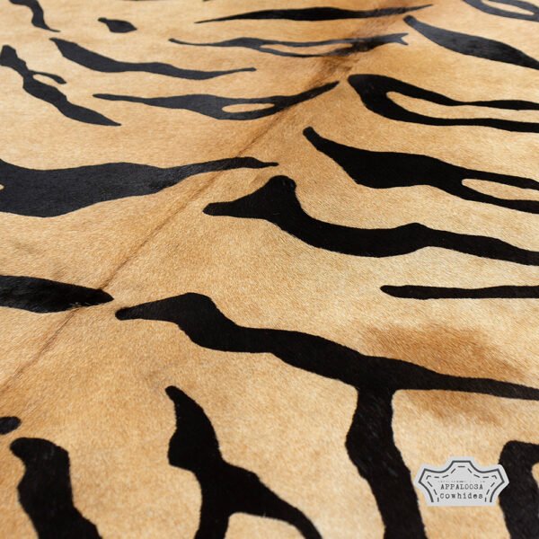 Light Tiger Animal Print Cowhide Rug - Image 5