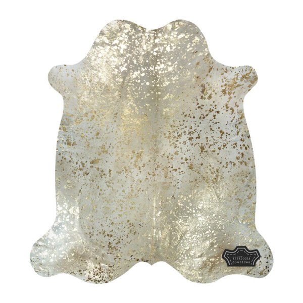 Metallic Gold Devore on Champagne Cowhide Rug
