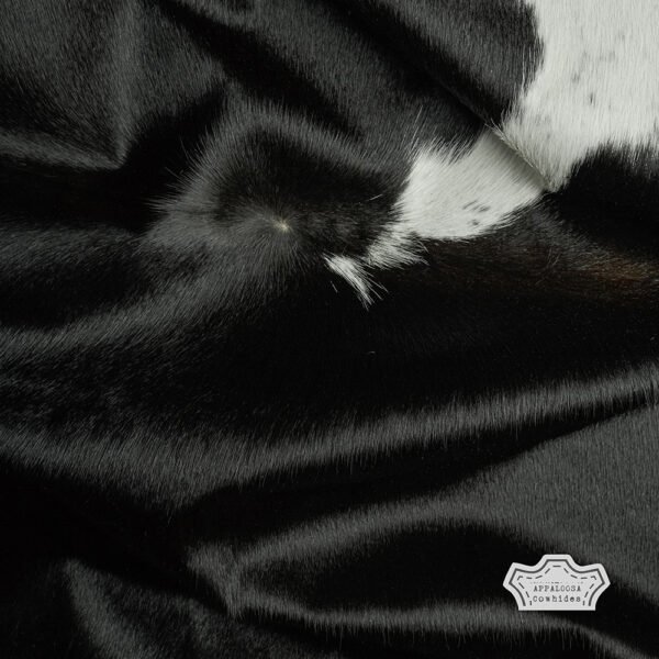 Natural Black & White Calf Hide Cowhide Rug - Image 4