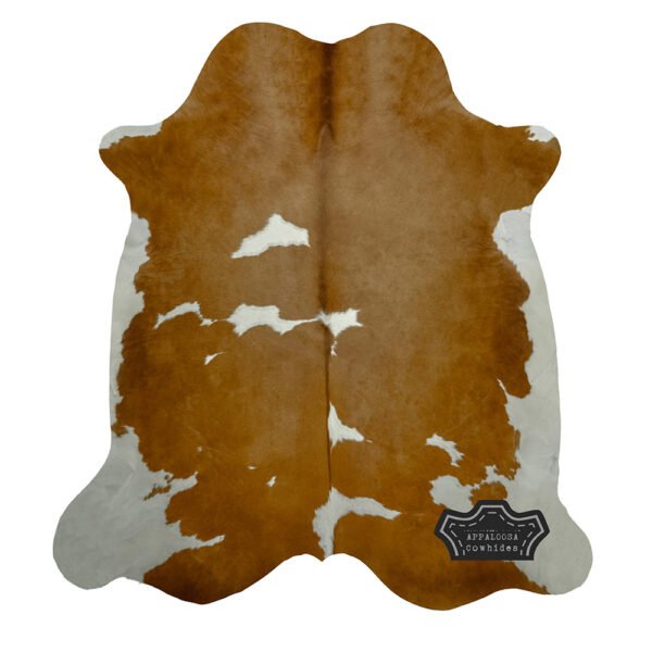Natural Authentic Brown & White Cowhide Rug - Image 3