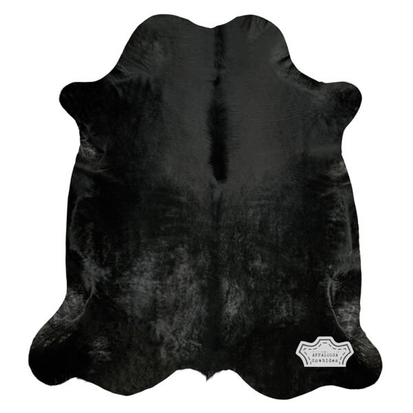 Natural Solid Black Cowhide Rug